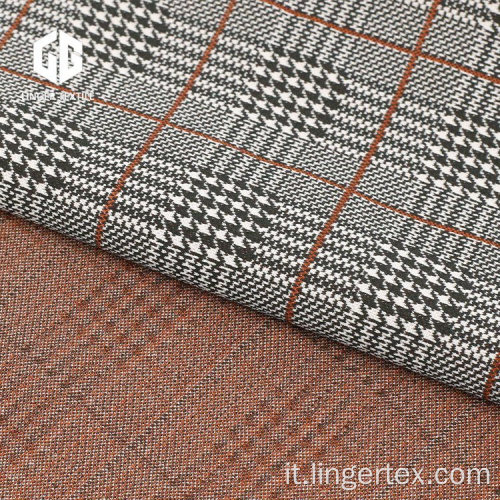 Tessuto jacquard in rayon di nylon tinto filo in plaid